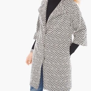 Chico’s | Chevron Knit Jacquard Jacket Black White size Large